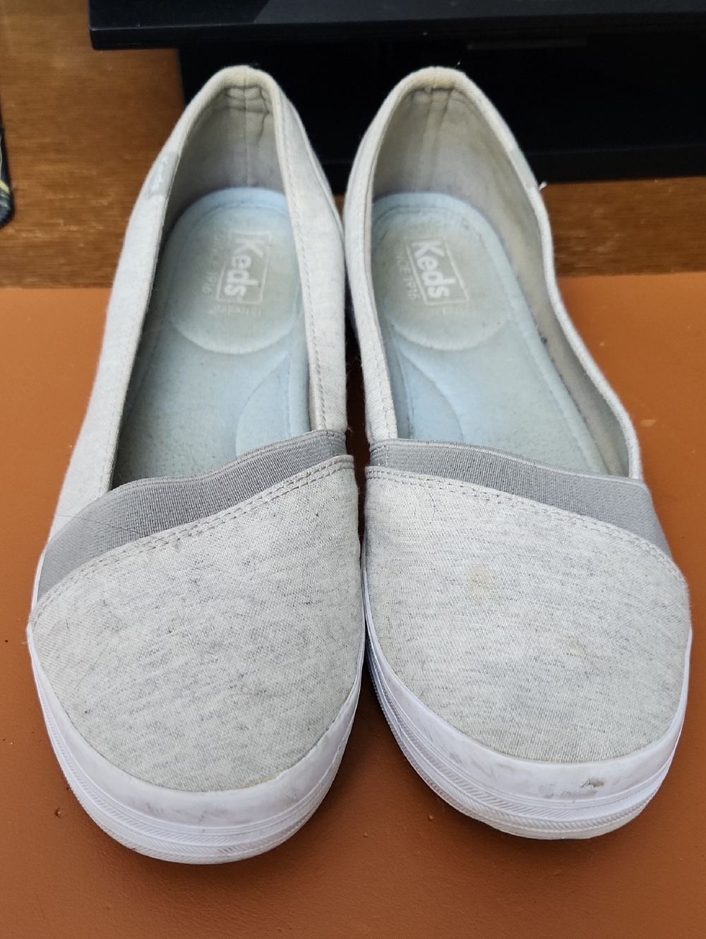 Keds Women's Slip-On Flats in Light Gray Canvas